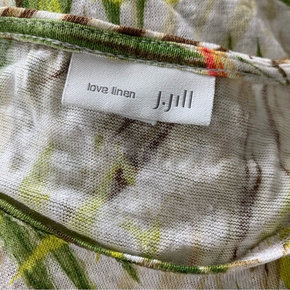 J. Jill Love Linen Popover Tropical Floral Sleeveless Top Women’s L Linen Palm - Picture 5 of 17